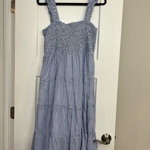 J. Crew Blue and White Striped Maxi Sundress size PL